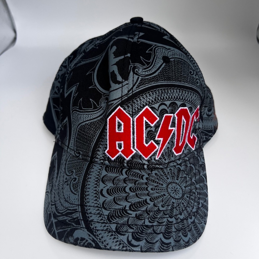 AC/DC Hat Rockware Grey Black Graphic Embroidered Logo One Size Band Merch 2009